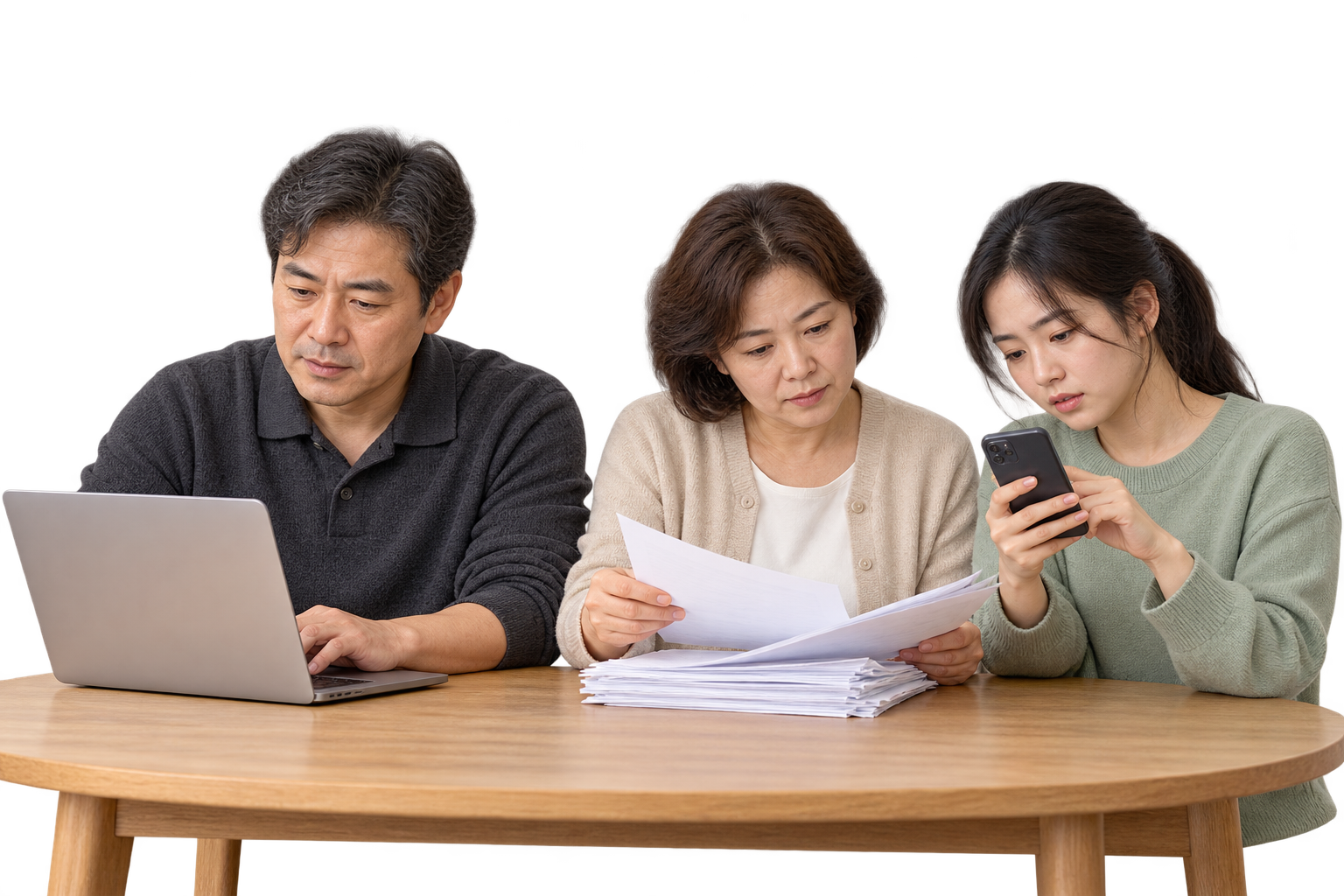 함께 주문을 입력하는 가족의 상황을 보여주는 AI 연출 이미지