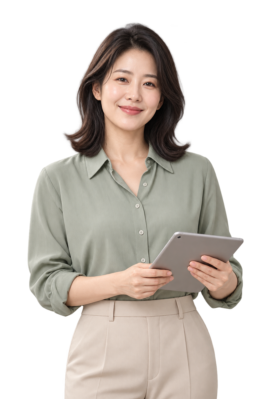 편안하게 웃는 가상 사장님의 연출 이미지